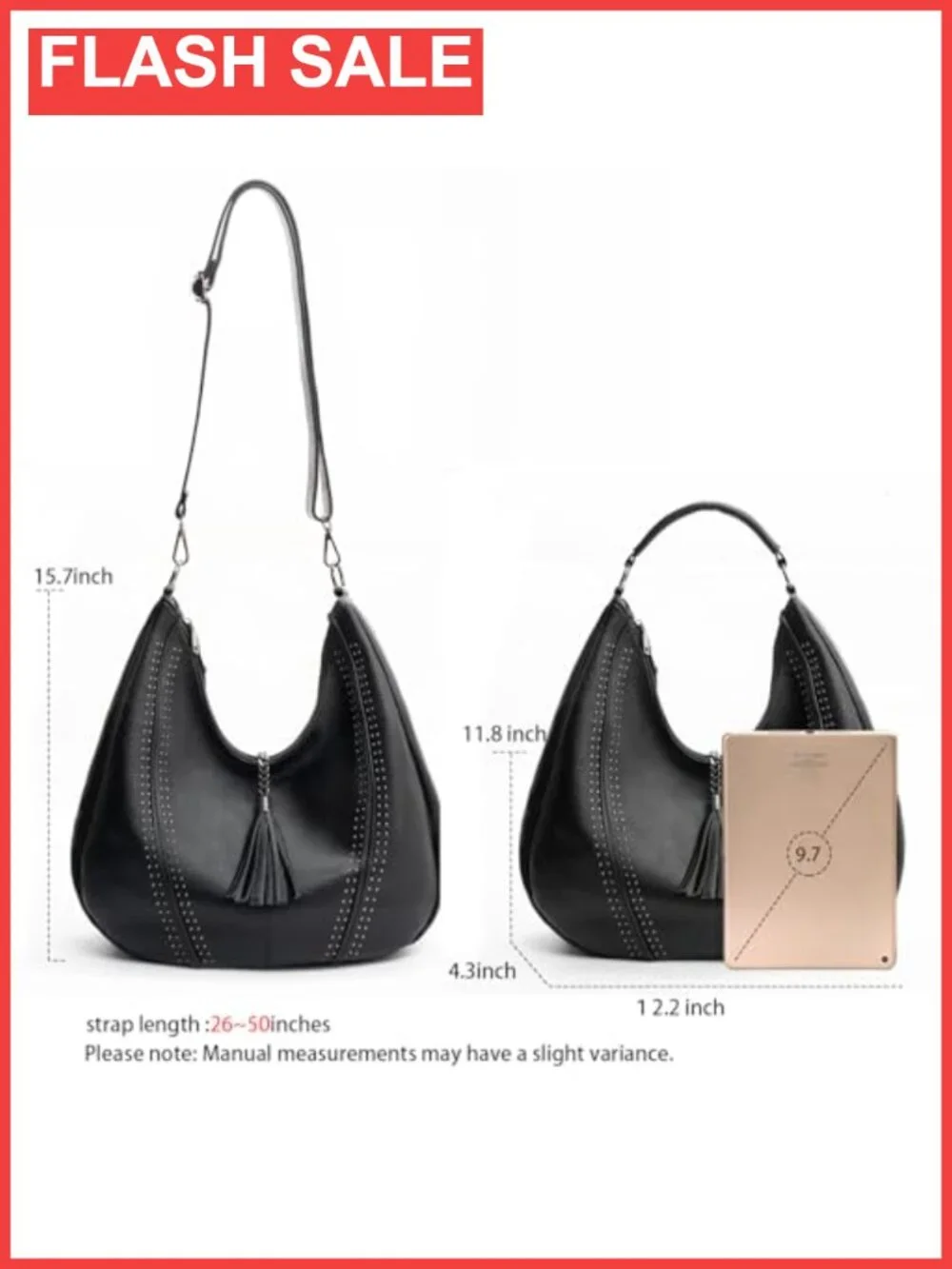Oversized Synthetic Leather Hobo Bag PU Crossbody Shoulder Tote Large